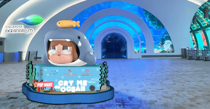 POP MART CRYBABY Cry Me an Ocean Menyelam ke Dalam Singapore Oceanarium di Resorts World Sentosa