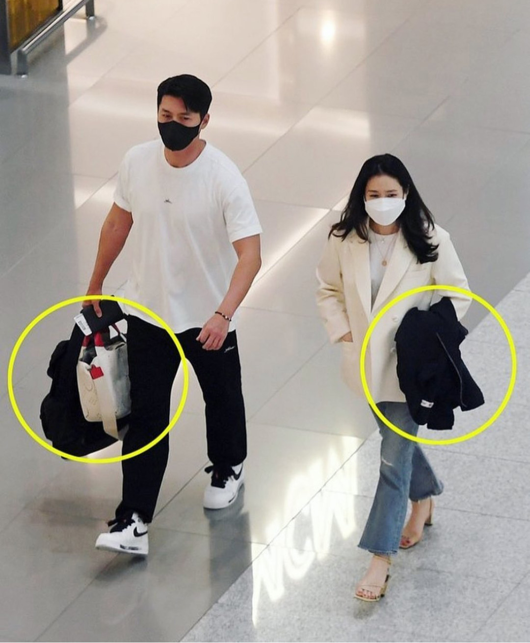 perjalanan bulan madu airport Hyun Bin dan Son Ye Jin 