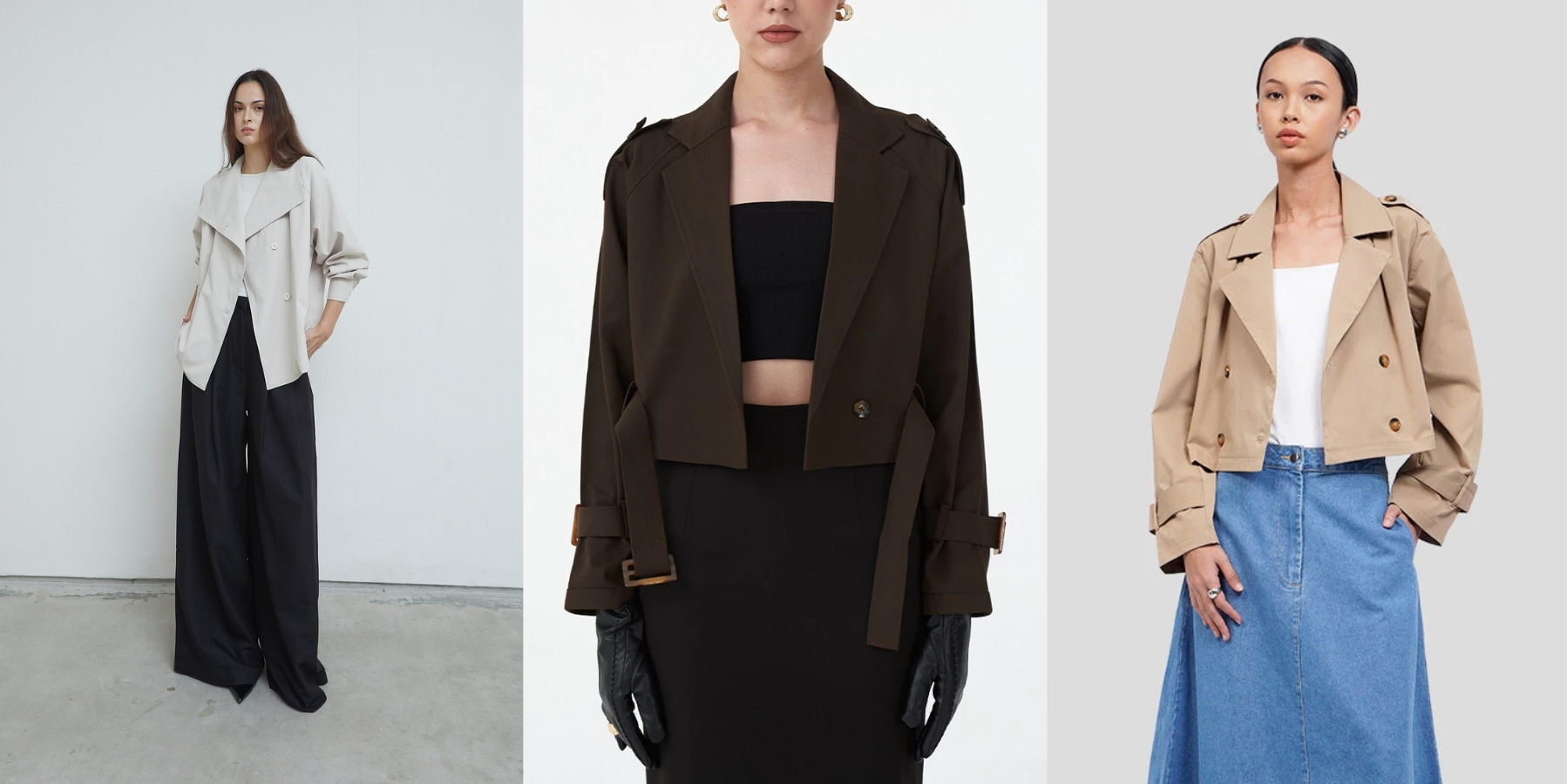outerwear crop trench jacket